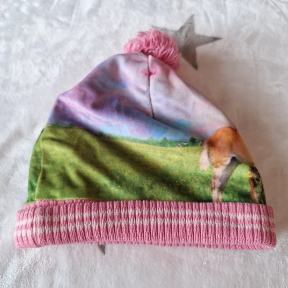 John Deere TODDLER‎ Pink Horse Pom Pom Knit Beanie Winter Hat